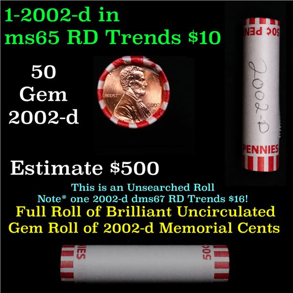 Shotgun Lincoln 1c roll, 2002-d 50 pcs Bank Wrapper.