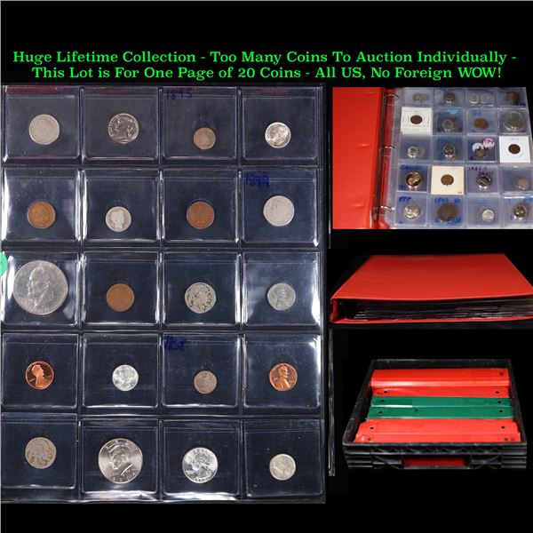 Huge Liifetime Collection - Too Many Coins To Auction Individually - This Lot is For One Page of 20 