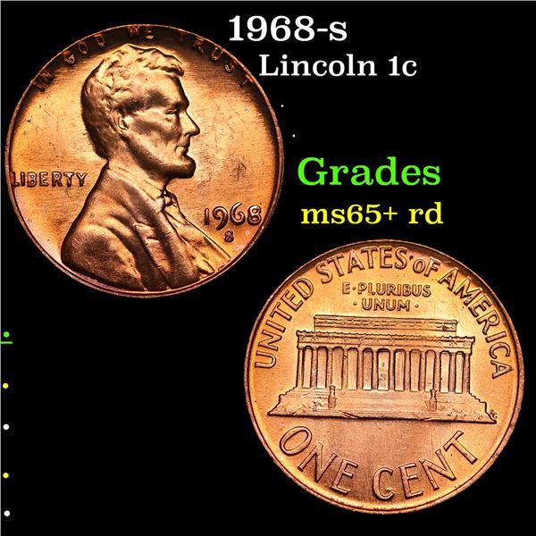 1968-s Lincoln Cent 1c Grades Gem+ Unc RD