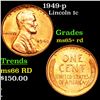 Image 1 : 1949-p Lincoln Cent 1c Grades Gem+ Unc RD