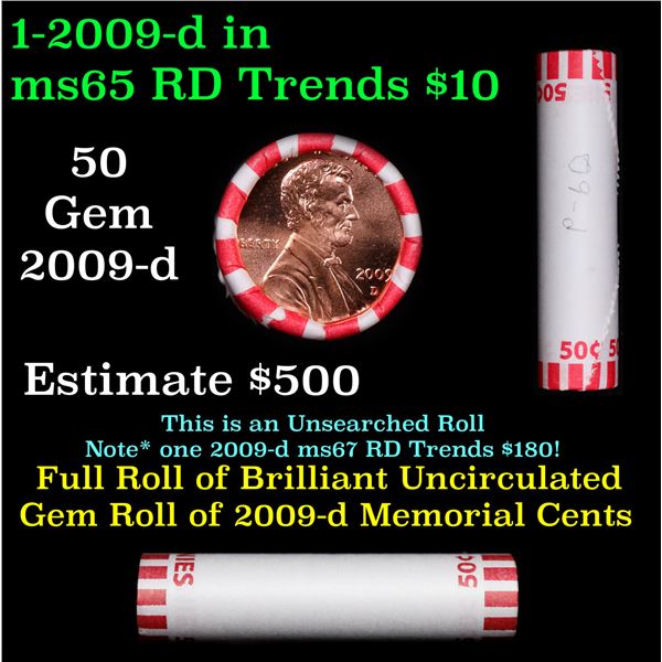 Shotgun Lincoln 1c roll, 2009-d Formative Years 50 pcs Bank Wrapper.