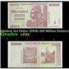 2007-2008 Zimbabwe 3rd Dollar (ZWR) 200 Million Dollars Banknote P# 81 Grades vf++