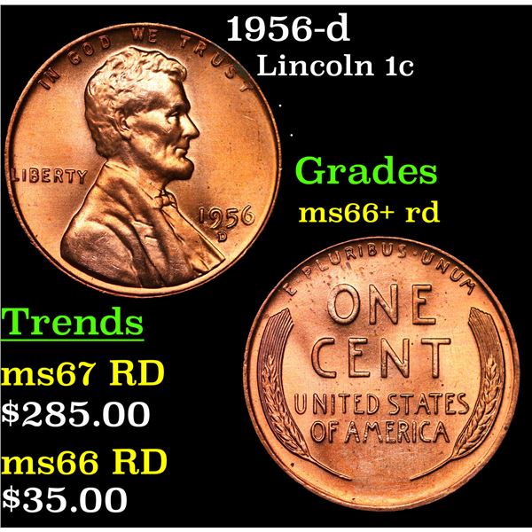 1956-d Lincoln Cent 1c Grades GEM++ RD