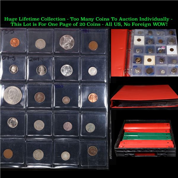 Huge Liifetime Collection - Too Many Coins To Auction Individually - This Lot is For One Page of 20 