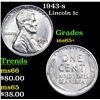 1943-s Lincoln Cent 1c Grades GEM+ Unc