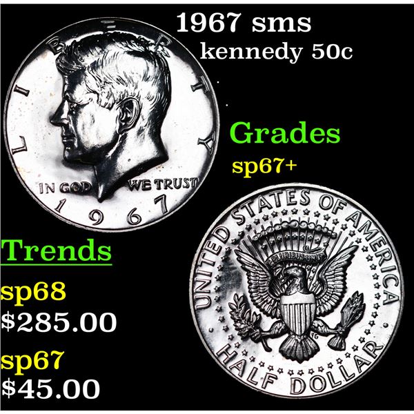 1967 sms Kennedy Half Dollar 50c Grades sp67+