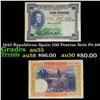 1925 Republican Spain 100 Pesetas Note P# 69C Grades Choice AU
