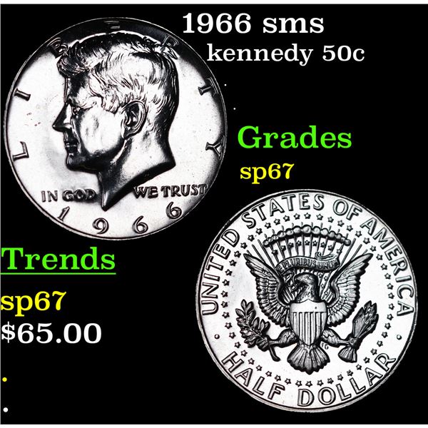 1966 sms Kennedy Half Dollar 50c Grades sp67