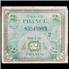 Image 3 : 1944 France 2 Franc Note (WW2 Allied Currency) P# 114B Grades vf+