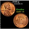 1948-p Lincoln Cent 1c Grades Gem+ Unc RB