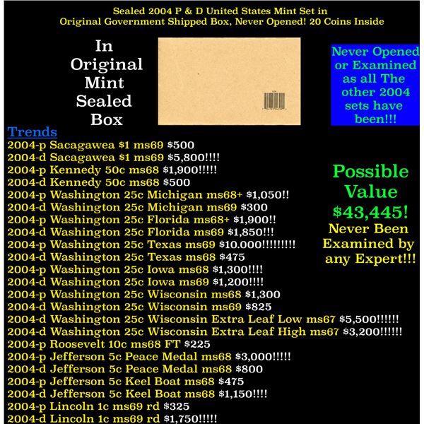 Sealed 2004 United States Mint Set in Original Government Shipped Box, Never Opened! 22 Coins Inside