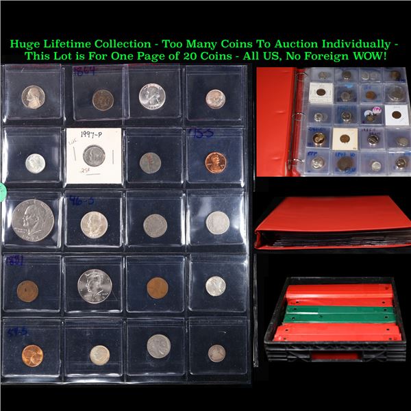 Huge Liifetime Collection - Too Many Coins To Auction Individually - This Lot is For One Page of 20 