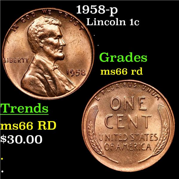 1959-p Lincoln Cent 1c Grades GEM+ Unc RD