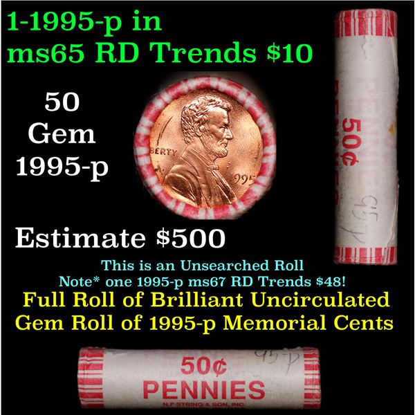 Shotgun Lincoln 1c roll, 1995-p 50 pcs Bank Wrapper.