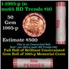 Shotgun Lincoln 1c roll, 1995-p 50 pcs Bank Wrapper.