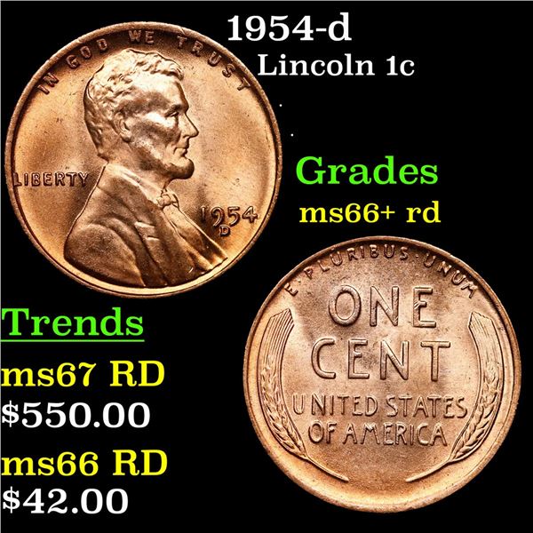 1954-d Lincoln Cent 1c Grades GEM++ RD