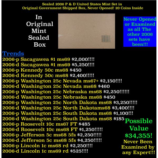 Sealed 2006 United States Mint Set in Original Government Shipped Box, Never Opened! 20 Coins Inside