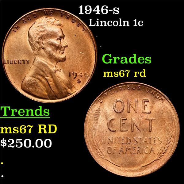 1946-s Lincoln Cent 1c Grades GEM++ Unc RD