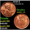 1948-d Lincoln Cent 1c Grades Gem+ Unc RD