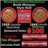 Mixed small cents 1c orig shotgun roll, 1942-p Lincoln Cent, 1925-p Lincoln Cent other end, Coca-Col
