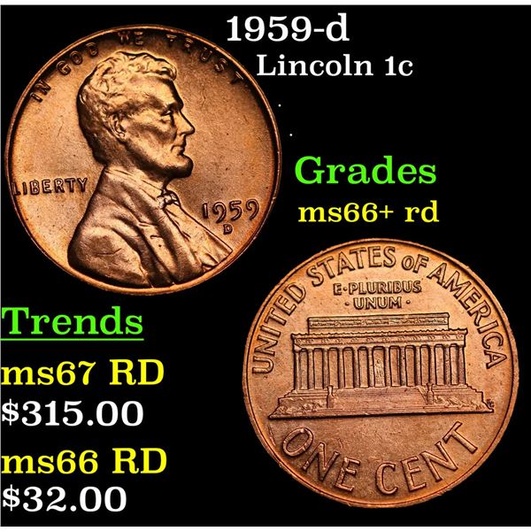 1959-d Lincoln Cent 1c Grades GEM++ RD