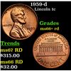 1959-d Lincoln Cent 1c Grades GEM++ RD