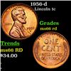 1956-d Lincoln Cent 1c Grades GEM+ Unc RD