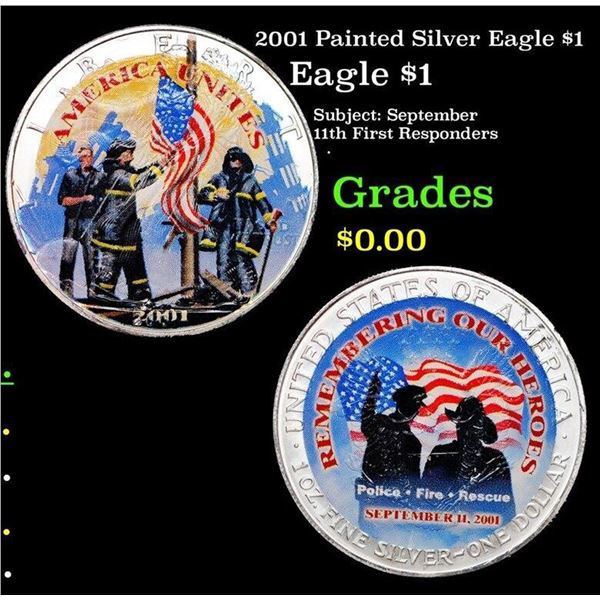 2001 Painted Silver Eagle $1 Silver Eagle Dollar $1 Grades