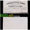 1861 Confederate States Twenty Dollars Loan Interest Note Grades Choice AU/BU Slider