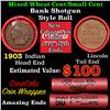 Mixed small cents 1c orig shotgun roll, 1903 Indian Cent,  Lincoln Cent other end, Coca-Cola Brandt 
