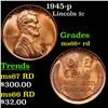 1945-p Lincoln Cent 1c Grades GEM++ RD
