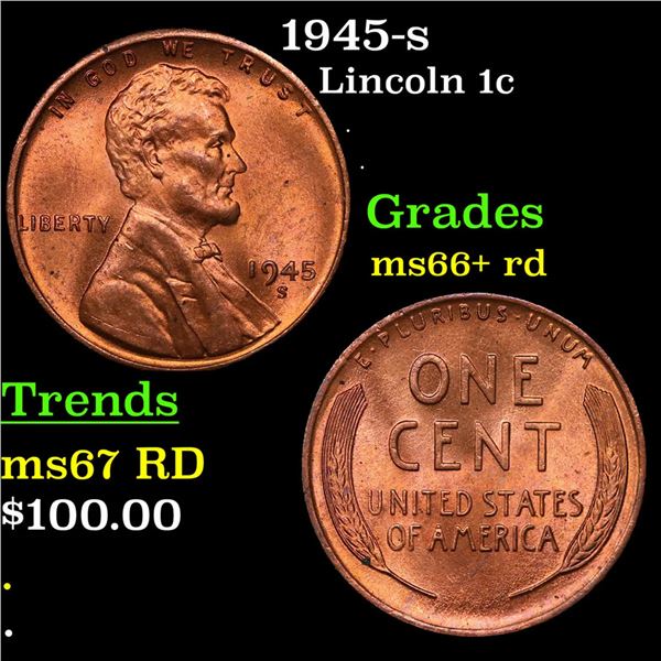 1945-s Lincoln Cent 1c Grades GEM++ RD
