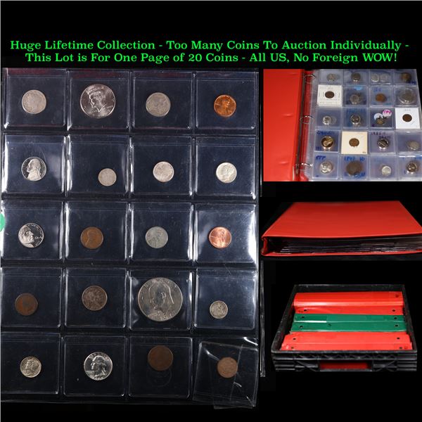 Huge Liifetime Collection - Too Many Coins To Auction Individually - This Lot is For One Page of 20 