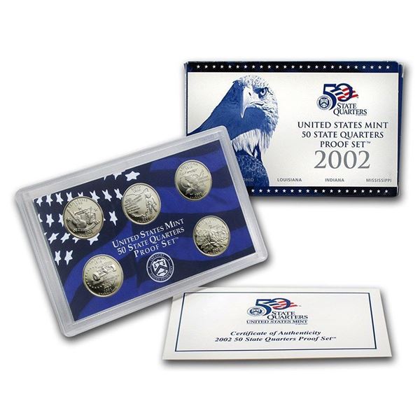2002 United States Quarters Proof Set. 5 Coins Inside!