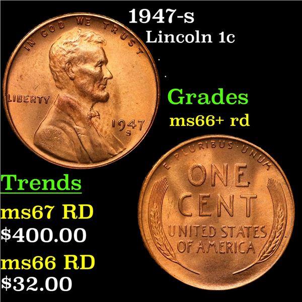 1947-s Lincoln Cent 1c Grades GEM++ RD