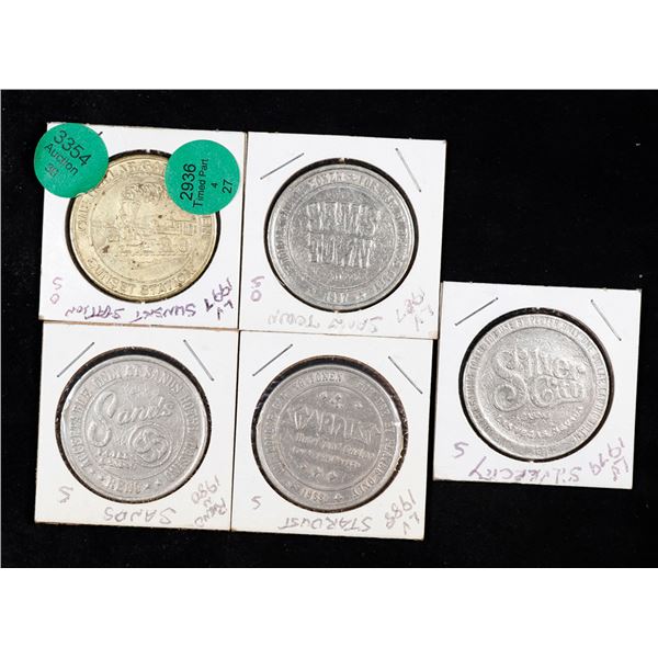 Group of 5 Casino Tokens
