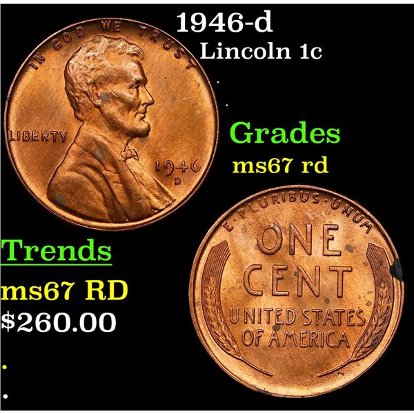 1946-d Lincoln Cent 1c Grades GEM++ Unc RD
