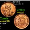 Image 1 : 1945-p Lincoln Cent 1c Grades GEM+ Unc RD