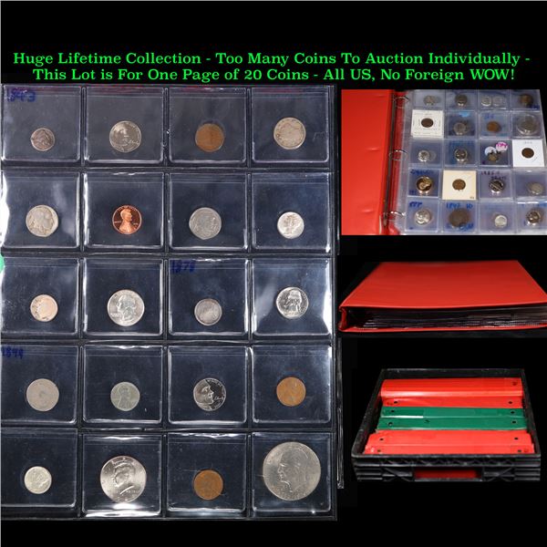 Huge Liifetime Collection - Too Many Coins To Auction Individually - This Lot is For One Page of 20 