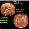 Image 1 : 1949-p Lincoln Cent 1c Grades GEM+ Unc RD