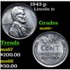 Image 1 : 1943-p Lincoln Cent 1c Grades GEM++ Unc
