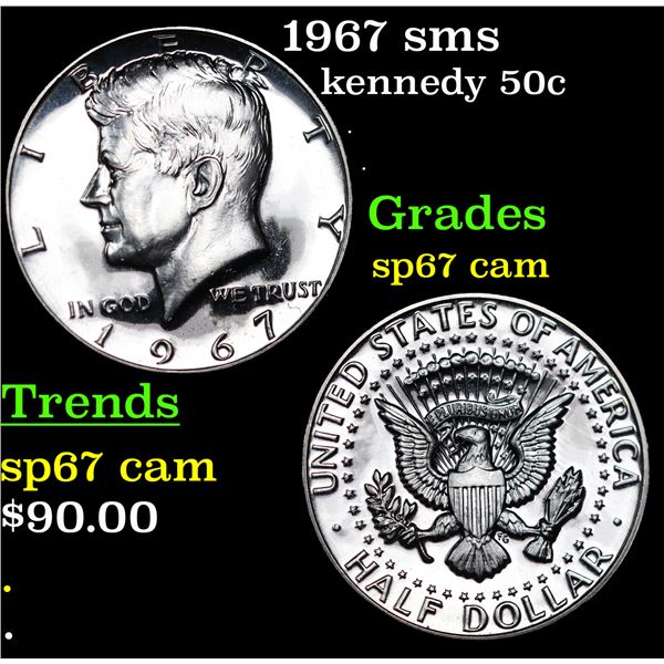1967 sms Kennedy Half Dollar 50c Grades sp67 cam