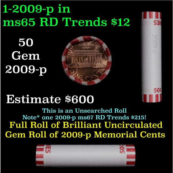 Shotgun Lincoln 1c roll, 2009-p Formative Years 50 pcs Bank Wrapper.