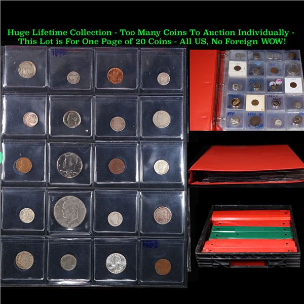 Huge Liifetime Collection - Too Many Coins To Auction Individually - This Lot is For One Page of 20 