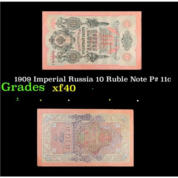 1909 Imperial Russia 10 Ruble Note P# 11c Grades xf