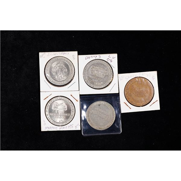Group of 5 Casino Tokens