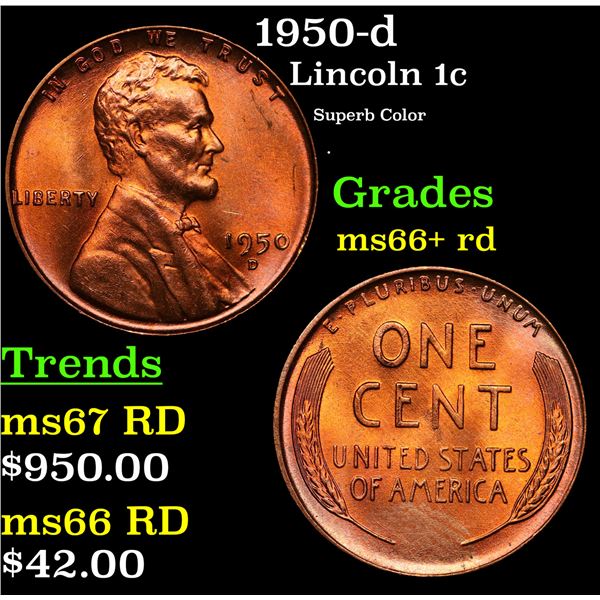 1950-d Lincoln Cent 1c Grades GEM++ RD