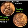 Image 1 : 1945-d Lincoln Cent 1c Grades GEM+ Unc RD