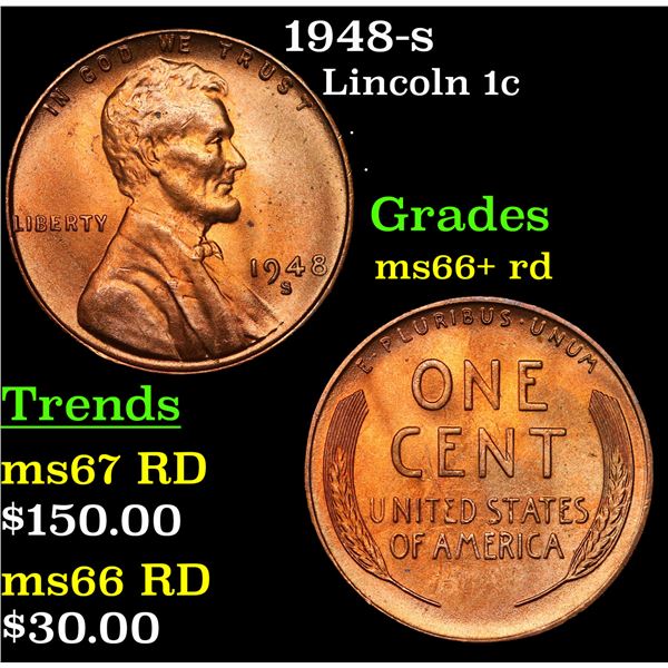 1948-s Lincoln Cent 1c Grades GEM++ RD