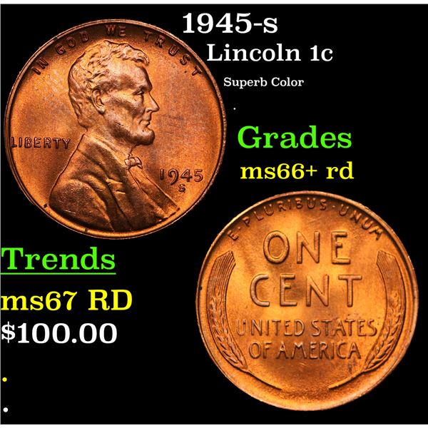 1945-s Lincoln Cent 1c Grades GEM++ RD